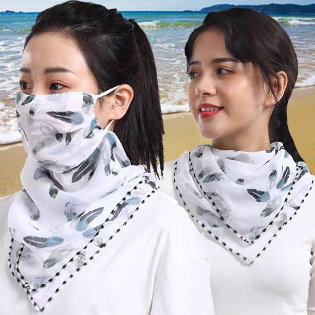 韩版时尚网纱面罩多种图案夏日防晒袖套日韩清凉时尚面纱三角巾