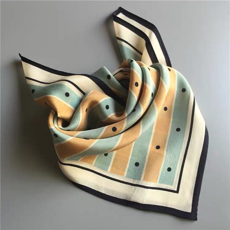 A light and fresh polka dot striped women's thin mulberry silk scarf details Picture