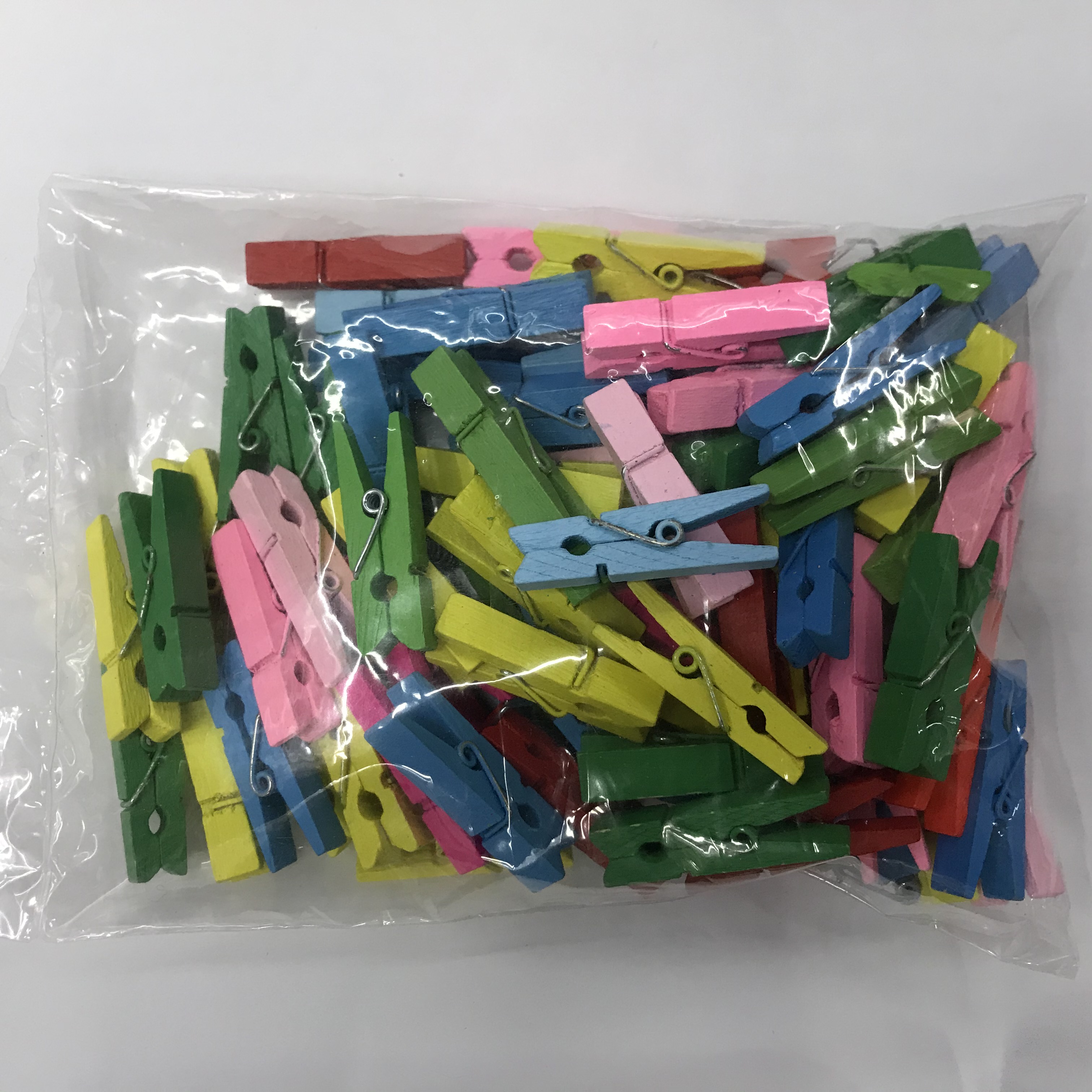 3.5CM木质夹子 彩色木夹子 文具便签夹 防风家用固定衣架便签夹