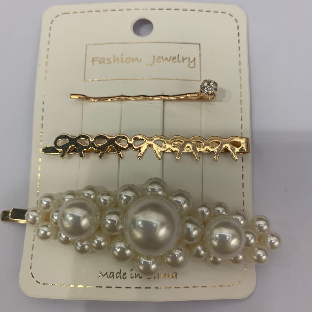 Korean fashion fashion fashion resin pearl environmental protection three-piece set thumbnail