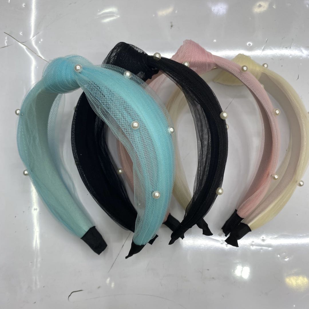 Venta caliente de verano nuevo estilo de malla de plástico perla moda ladies head hoop