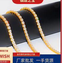 Metal brass electroplated artificial gemstone set with diamond pendant chain close claw chain gold and silver ornament accessory zircon claw chain