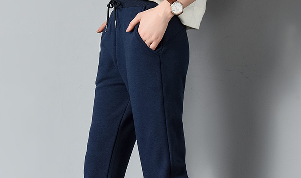 Pure cotton sportswear pants for women, loose and tight-fitting 9-inch casual pants Specification image
