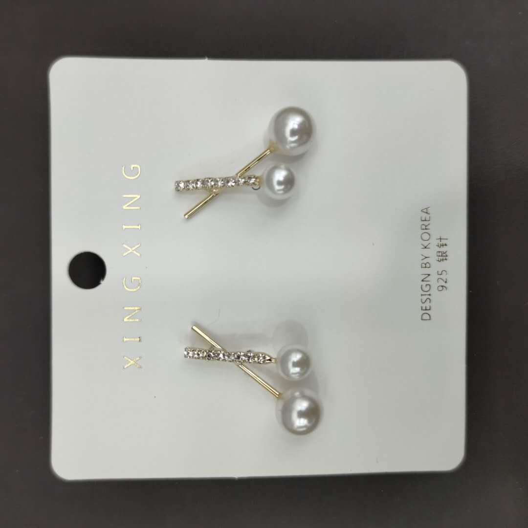 珍珠耳环通勤风韩国个性简约耳钉气质优雅设计感耳坠韩国精致新耳饰星星饰品