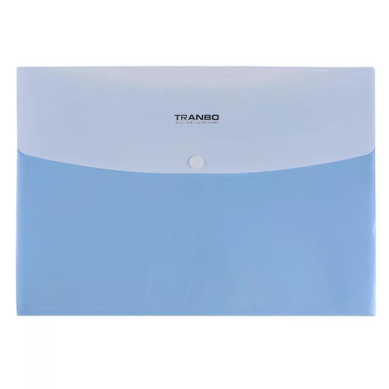 Full-standard TRANBO two-layer solid color gauze texture two-color spliced snap file bag details Picture