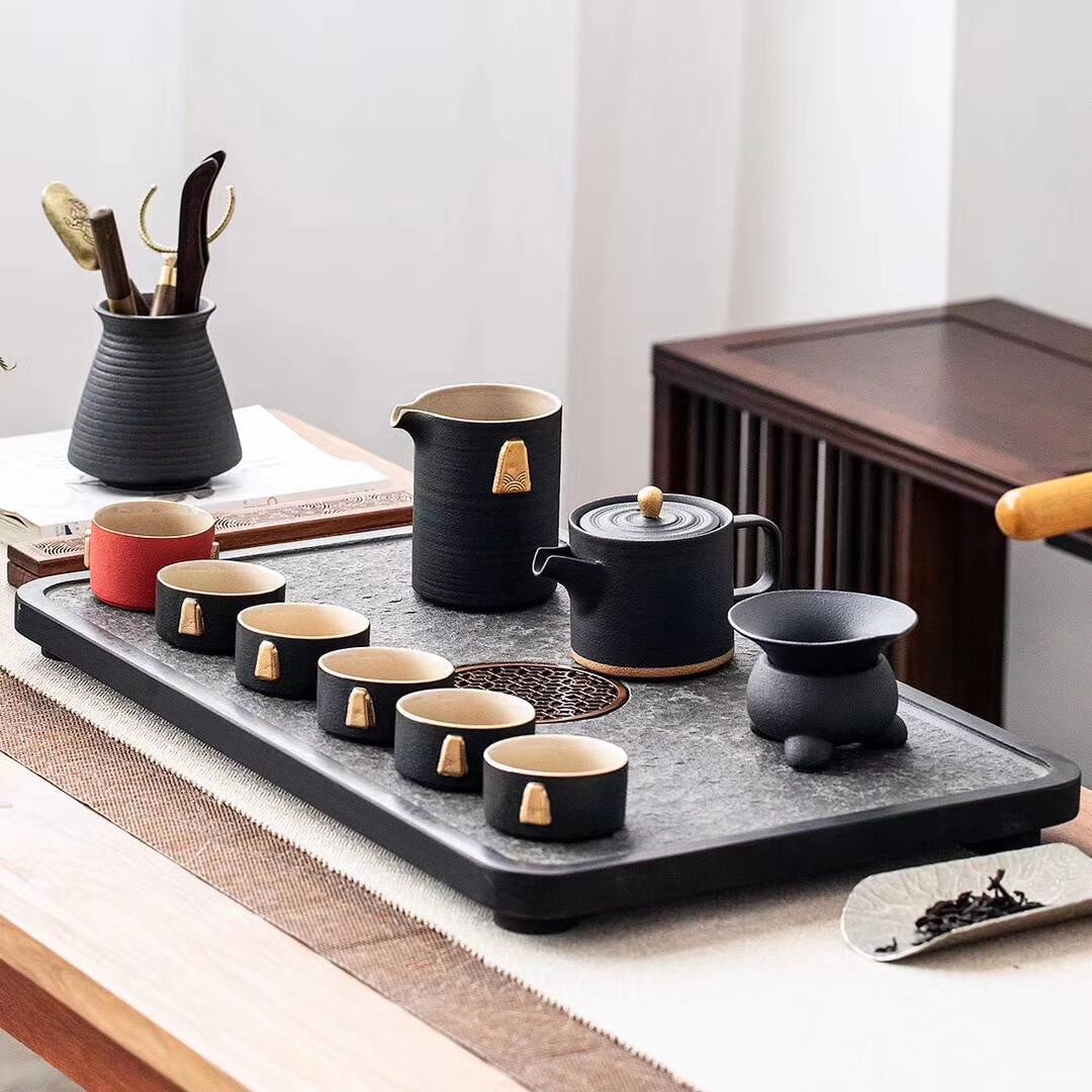 Yiwu Selection thick pottery rich embroidery mountains and rivers set with 10 heads of gold