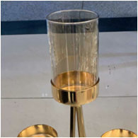 The glass ironwork golden multi-head candlestick is equipped with a glass cover for each candle dial Specification image