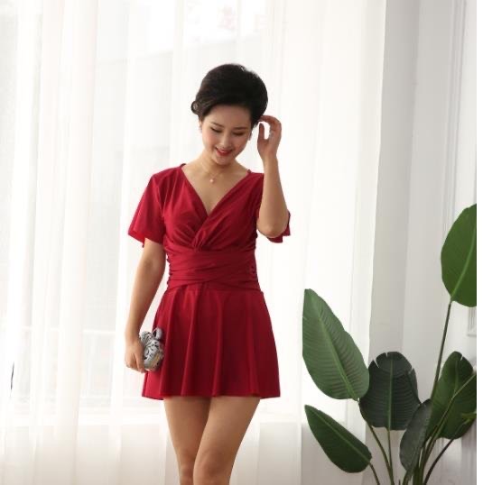 Fattening style swimsuit polyester fabric soft cup one-piece black Zhang LAN Mei Hong thumbnail