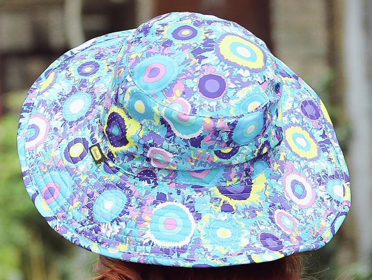 Blue Circle All-Match Outdoor Sunshade Hat Beach Trip Fisherman Hat Collapsible Breathable Large Brim Hat Specification drawing