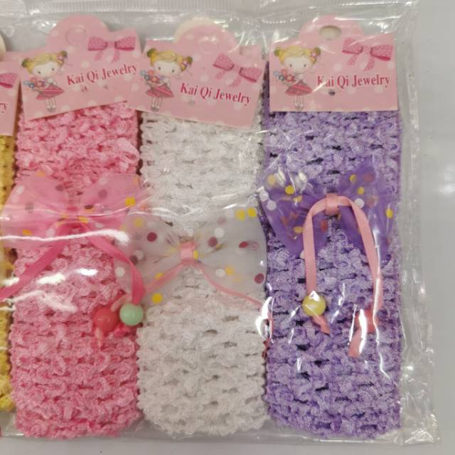 New children's colorful headband elastic lace organza bow hair accessories small fresh thumbnail
