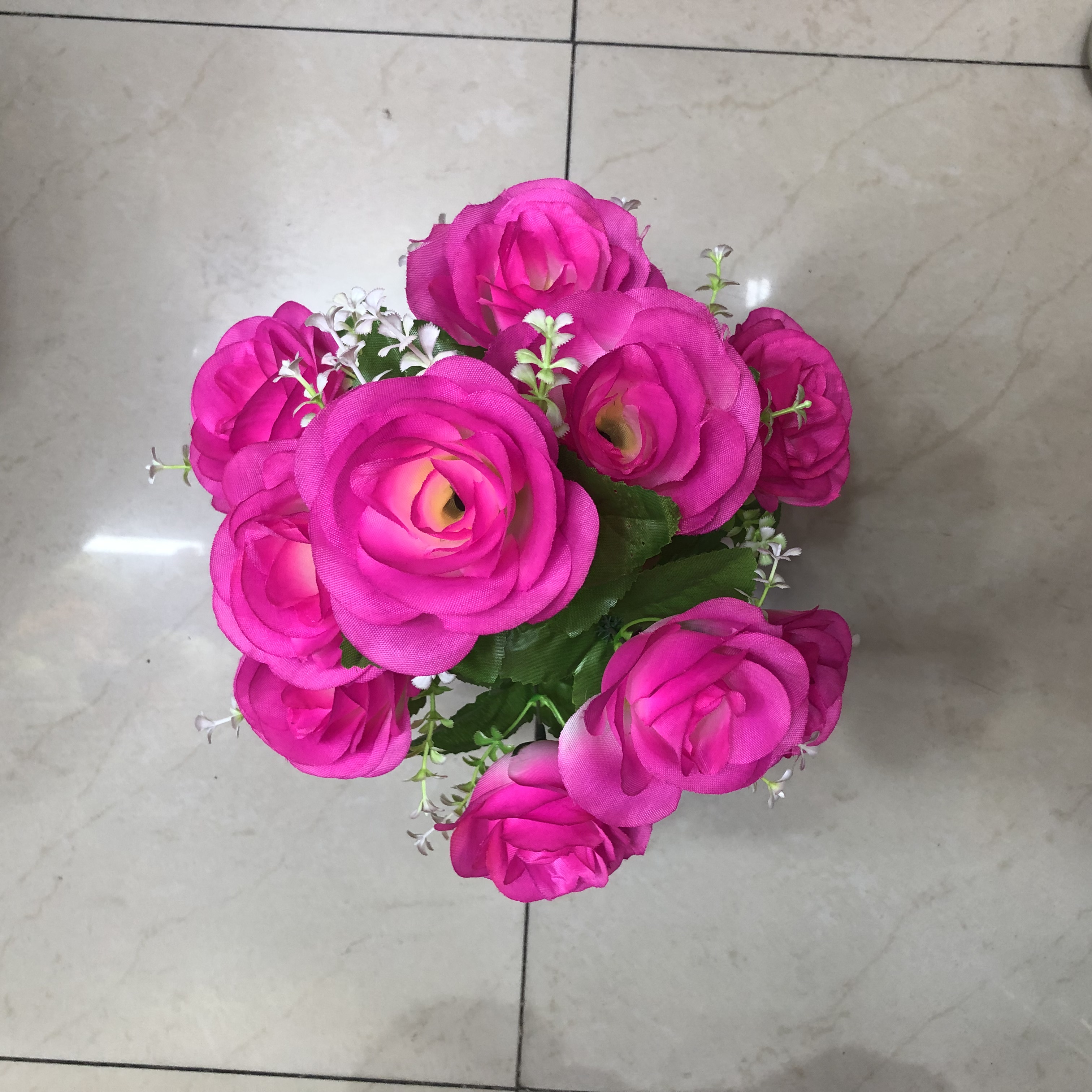 仿真花束塑料绢花插花假花室内装饰花干花摆设客厅摆件粉色花篮