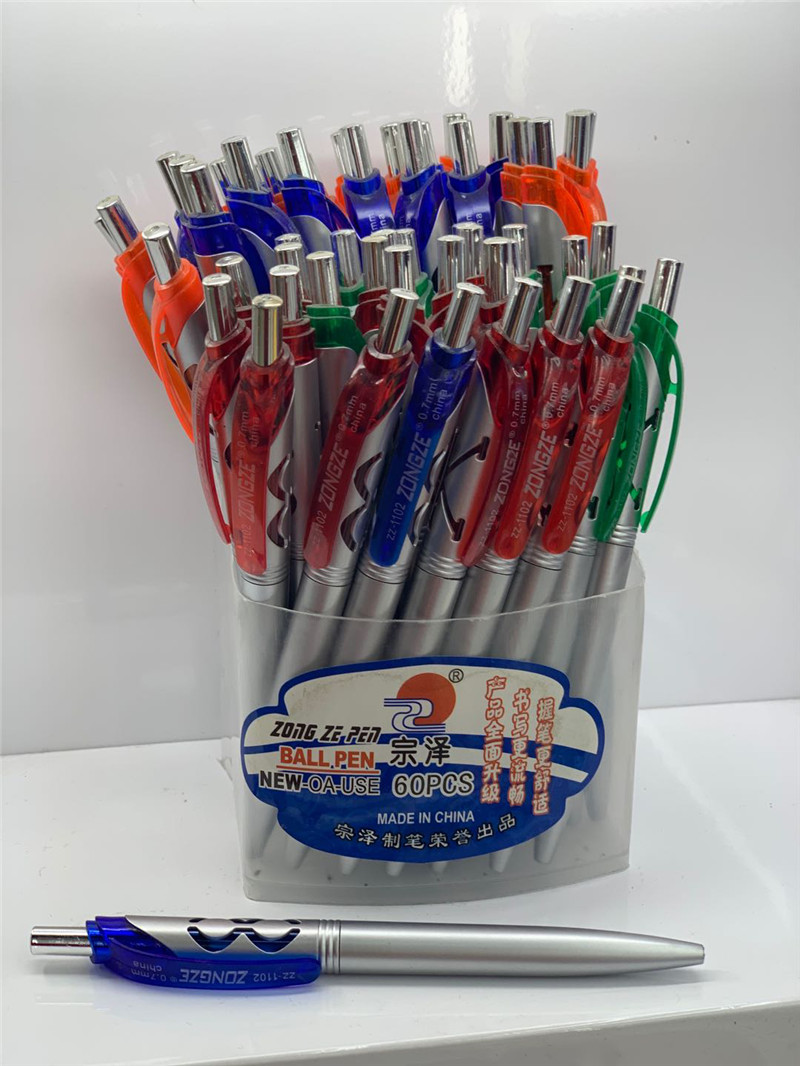 Zongze Brand High-End Candy Color Blue Ballpoint Pen Office Learning Universal Pen