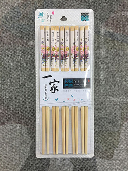 一件环保吸水卡塑本色碳化花色混装竹子筷子产品图