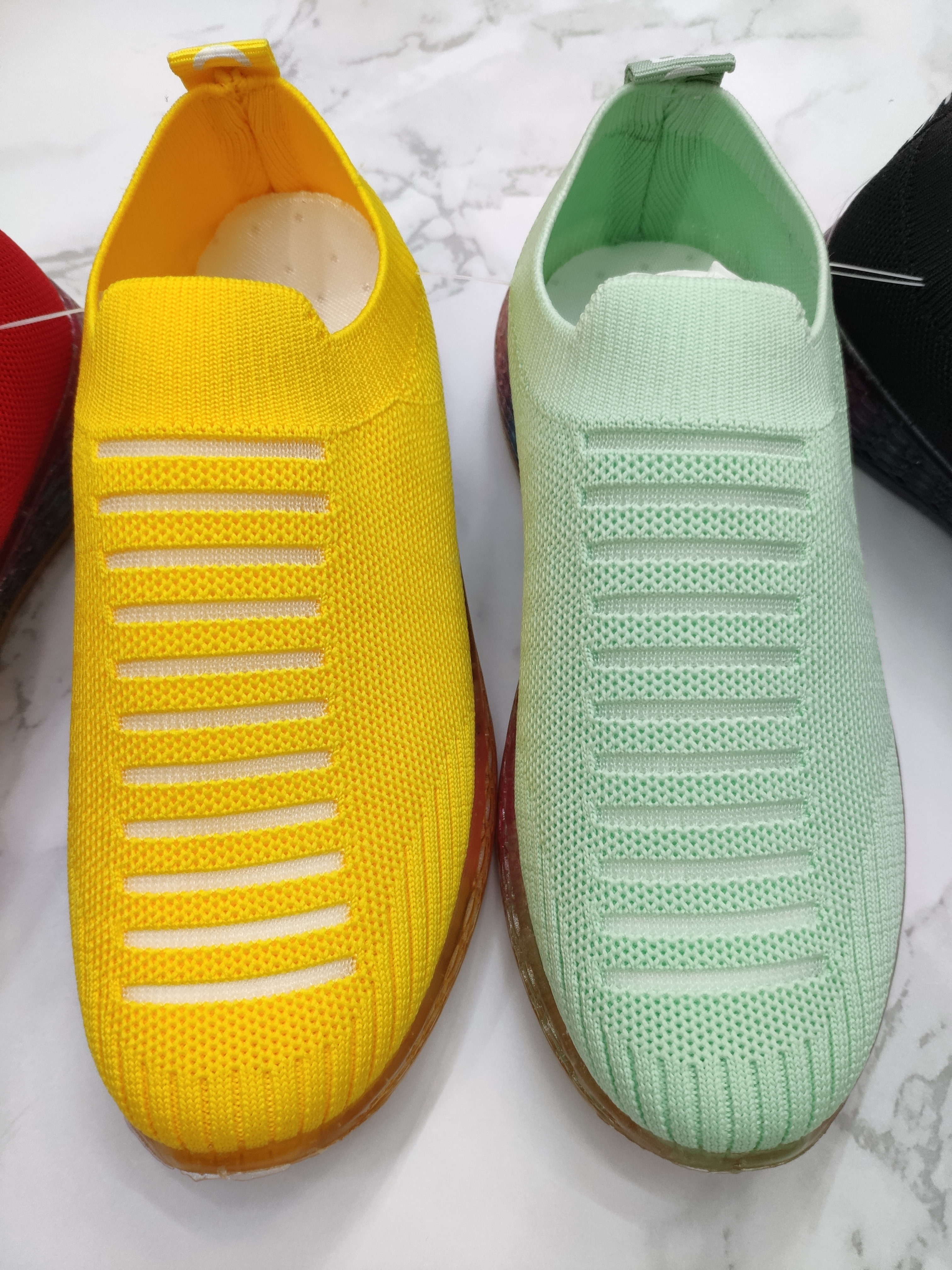 Foreign Trade Wholesale Children's Shoes Woven Stripes Light Breathable Slip-On Color Sole Men's And Women's Shoes Specification drawing
