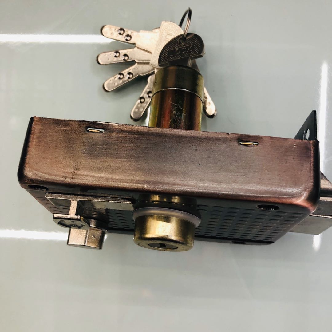 5片钥匙门锁铝合金门锁平开执手锁双面牛头锁细节图