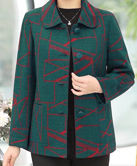 中老年女装妈妈装春秋款外套老年人奶奶春装长袖翻领洋气上衣