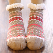 地板袜成人家居袜毛线袜加绒加厚款圣诞礼物袜