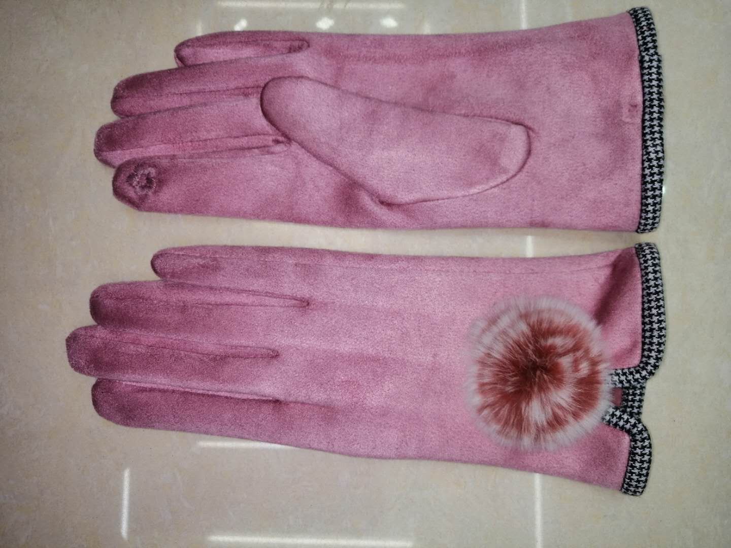 Winter Touch Screen Saver Warm Up With Thick Suede Winter Student Cute Everything Ride Driving Five Finger Gloves details Picture