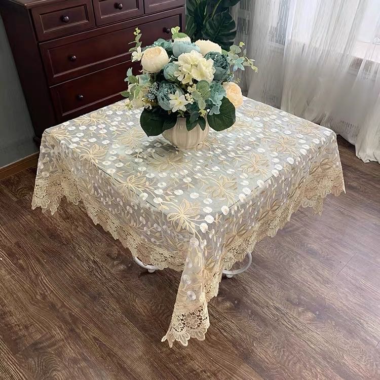 艺源欧式茶几桌布正方形布艺餐桌布四方蕾丝盖布细节图