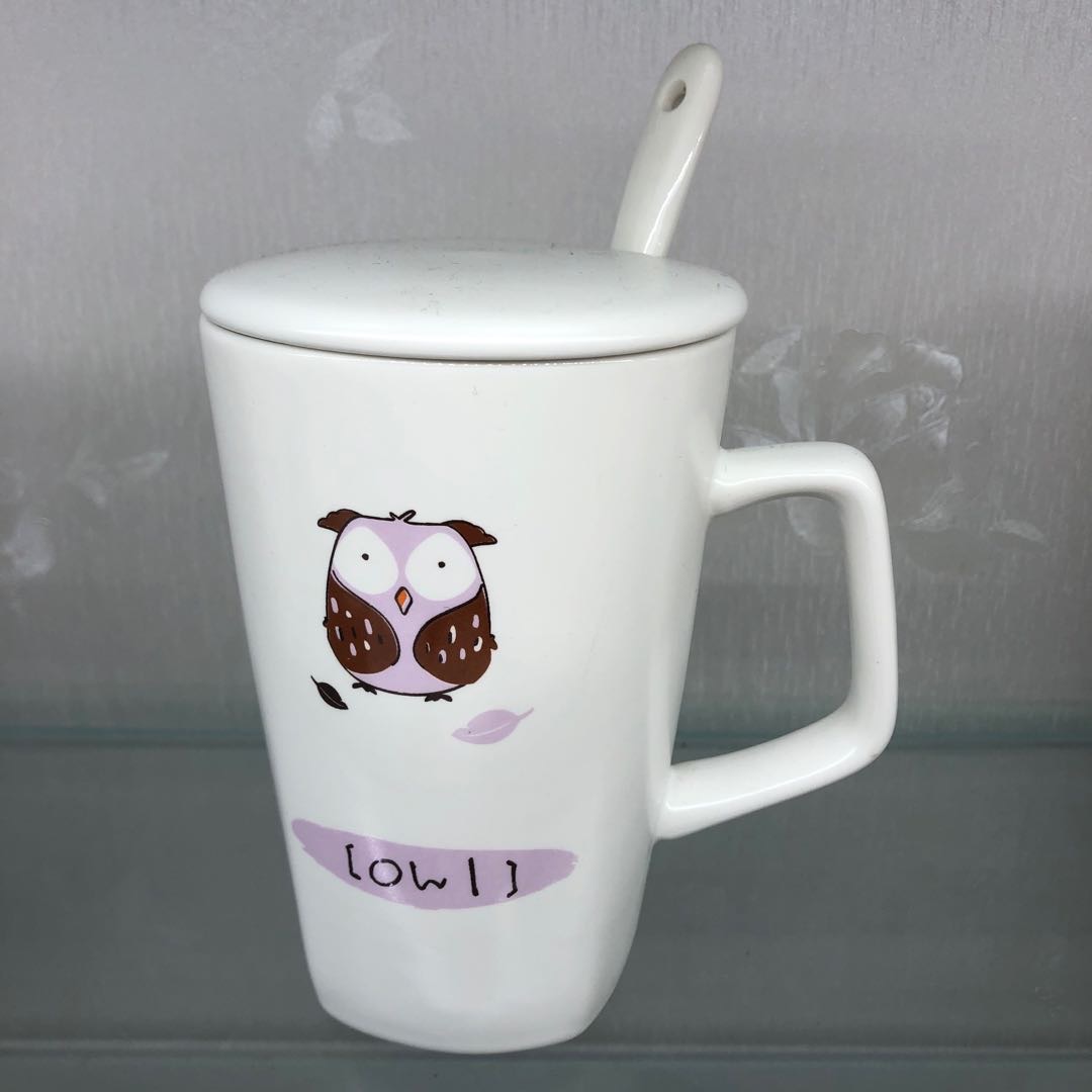 小鸟陶瓷杯带勺子牛奶咖啡杯学生茶杯礼品