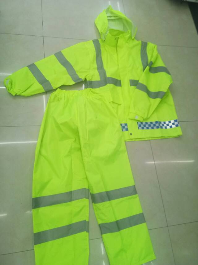 交通执勤荧光绿反光分体式成人雨衣路政施工骑行防雨衣套装批发图