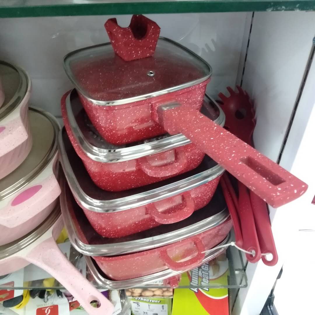 Brand square soup pot set, tourmaline square pot set, non-stick pot set