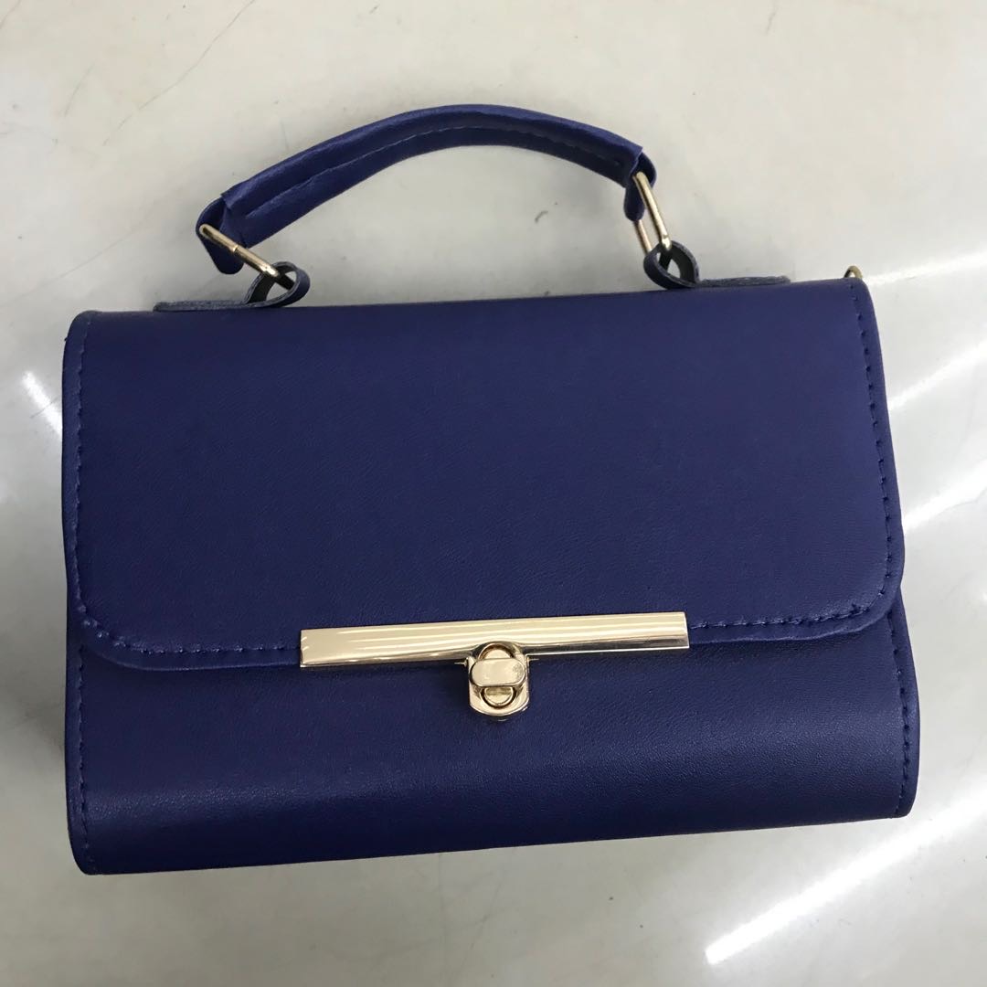 蓝色教学女士单肩包斜挎女包女士拎包时尚女包