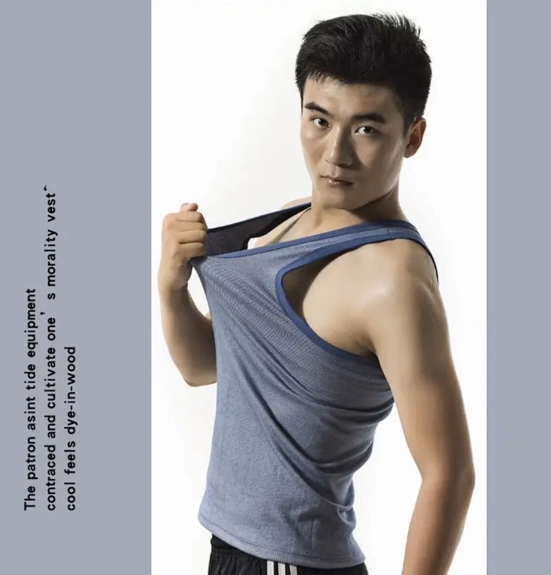 Men's Halter Top Pure Cotton Striped Fashion Undershirt Loose Summer Youth Sport Ribbed Breathable Base details Picture