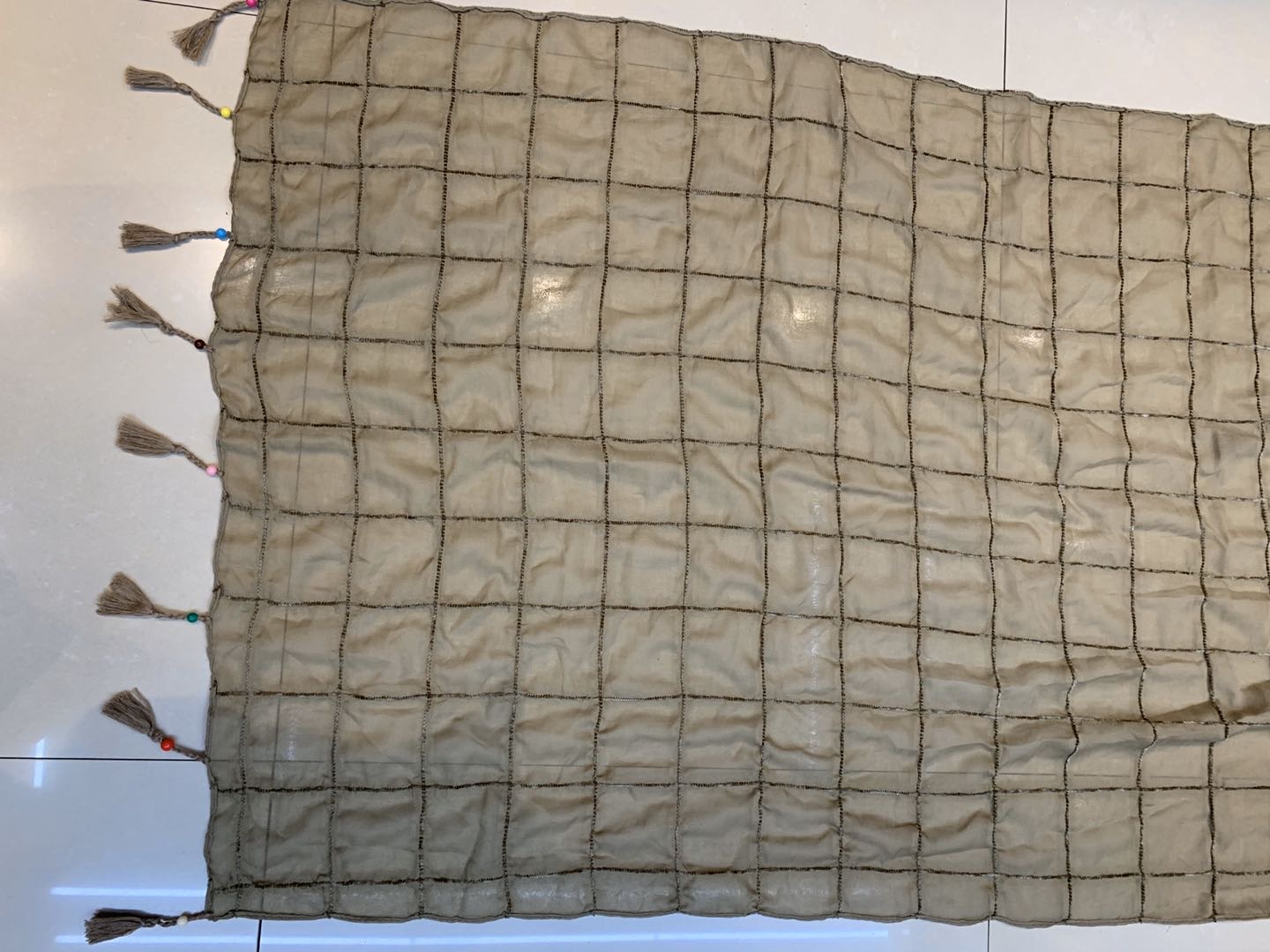 Women's Scarf Fashion Everything Fashion Explosion Plush Grid Hanging Beard Colored Beads