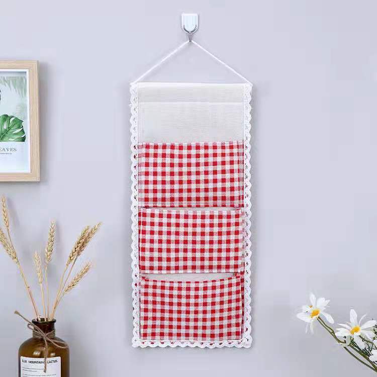 Cotton And Linen Small 3 Bags Home Cotton And Linen Storage Bag Cloth Behind The Door Sundry Storage Bag Student Dormitory Storage Hanging Bag Can Be Customized details Picture