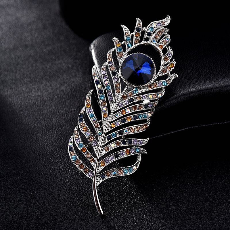 Alloy brooch diamond plated corsage leaf setting for women