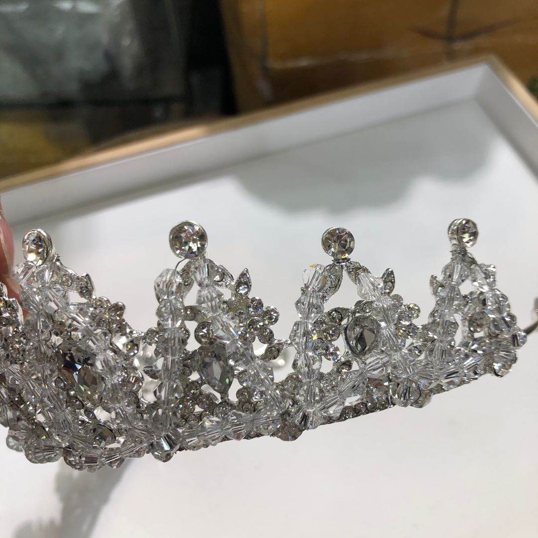 Korean Rhinestone Bridal Atmosphere Crown Wedding Hair Accessories Delicate Handmade Sweet Hair Accessories Specification drawing
