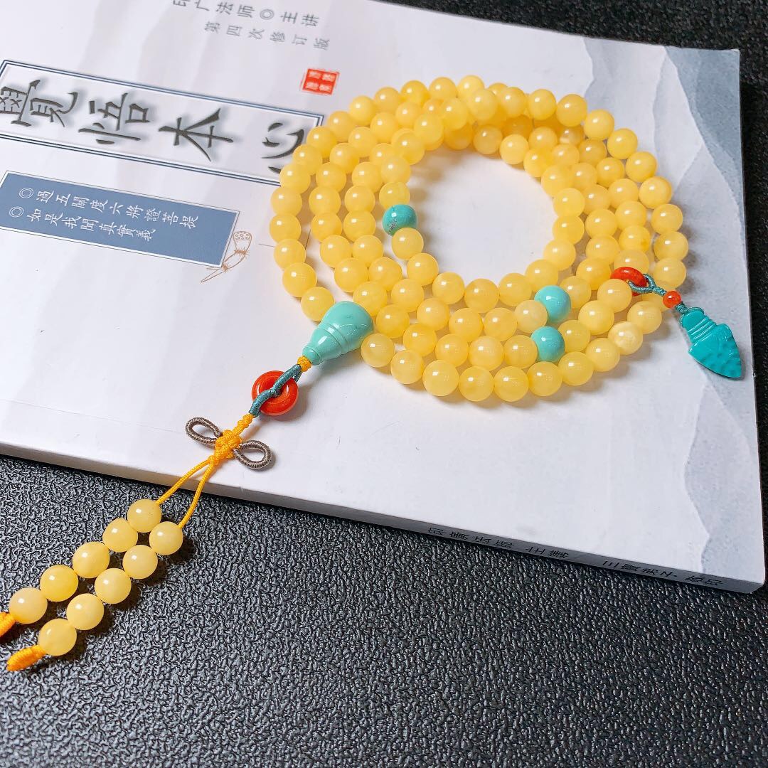 11mm天然满蜜鸡油黄手串男女款手链翔宇00088