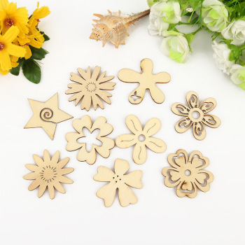 Hot-selling creative hollowed-out small animal pendants, white body DIY laser wood chips, wooden handicrafts factory wholesale