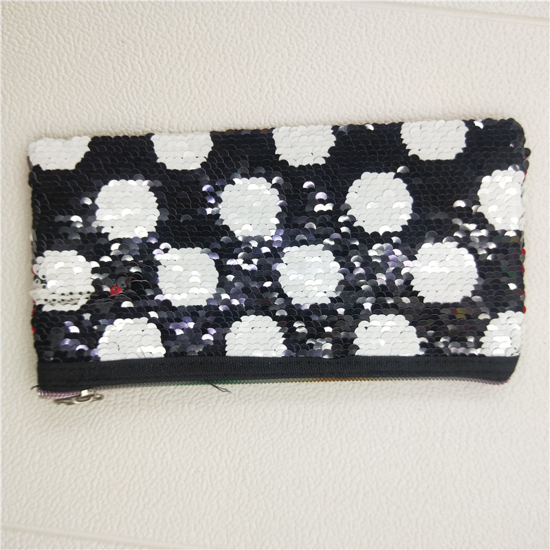 亮片亮点扁包多功能拉链袋学生文具笔袋纯色化妆包