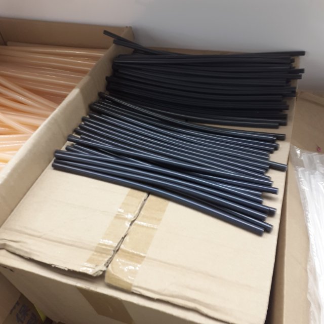 Black eco-friendly hot melt adhesive stick, 7mm*190mm, 7mm*270mm, black adhesive strip, black process
