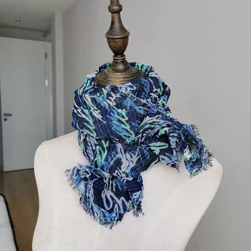 Foreign Trade Single Spring Blue Letter Scarf Soft Warm Skin Fashion Vitality European And American Style