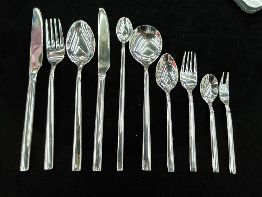 410 Square handle 10-piece set of stainless steel Western-style food tableware, western-style knives and forks, two-piece set of steak knives, forks and spoons thumbnail