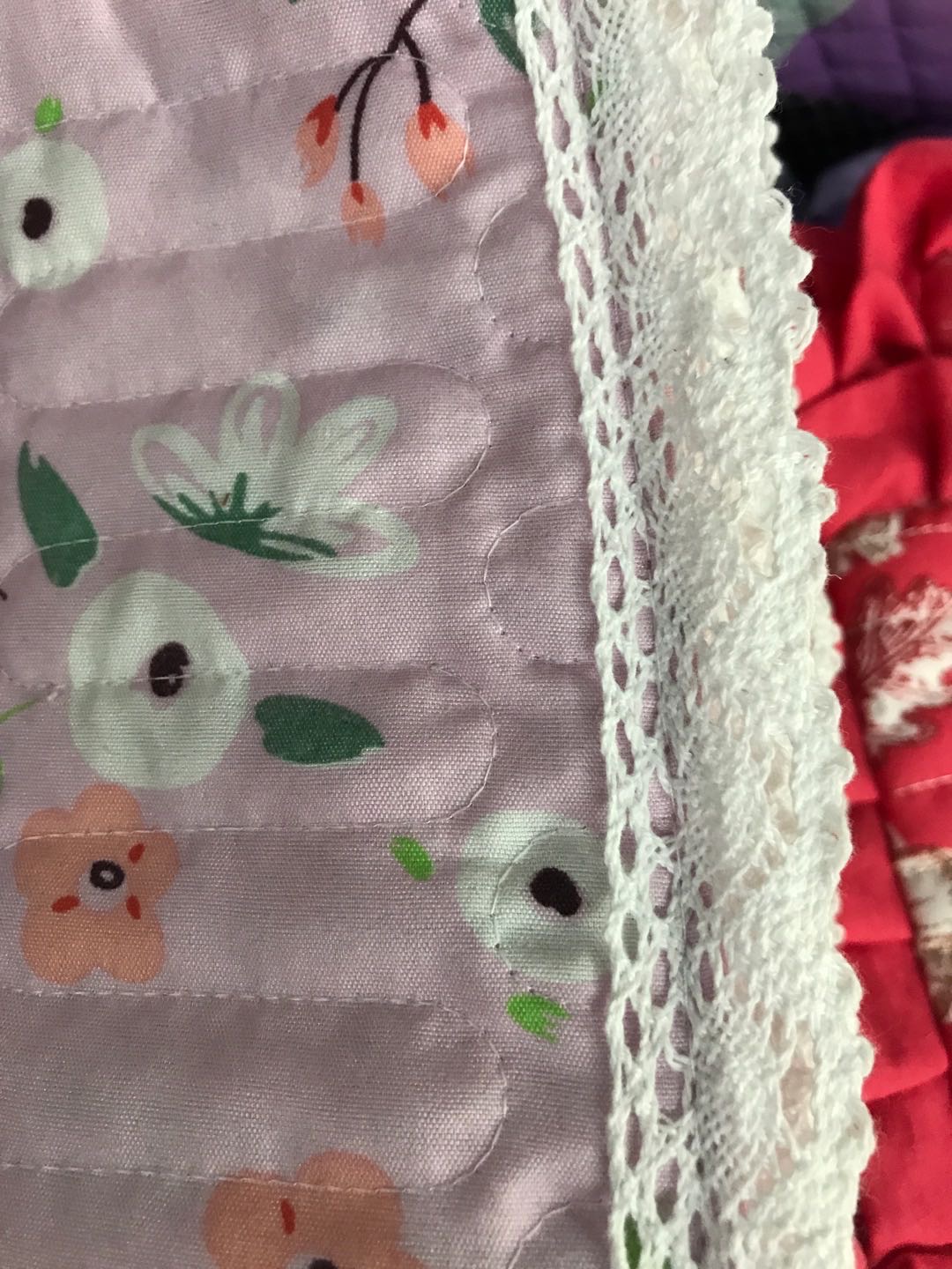 Quilted Embroidered Lace Chemical Fiber Pillowcase 48*75 details Picture