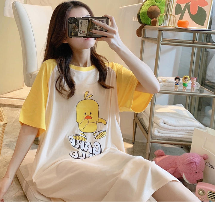 Collection Baby Nightdress Female Summer Cotton Thin Short Sleeve Loose Pregnant Women In The Long Summer Cotton Can Be Worn Outside Dress Pajamas