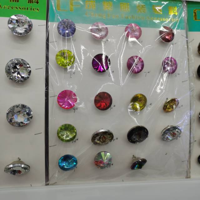宝石纽扣彩色水晶扣子沙发装饰扣玻璃扣背景墙抱枕衣服鞋子纽扣拉扣产品图