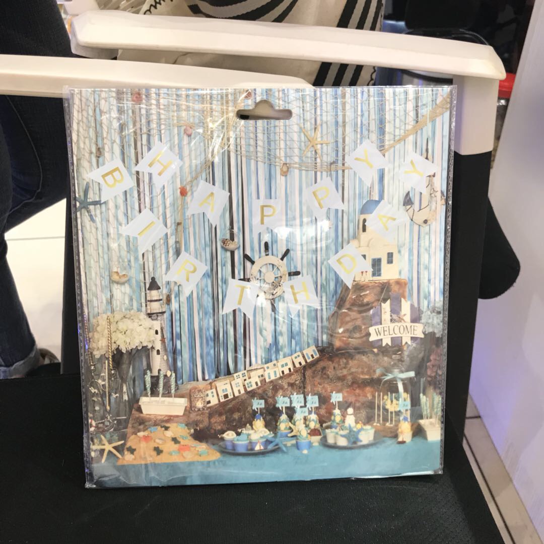 The birthday party decorations are cute in blue, lightweight and portable, with simple decorations Specification image