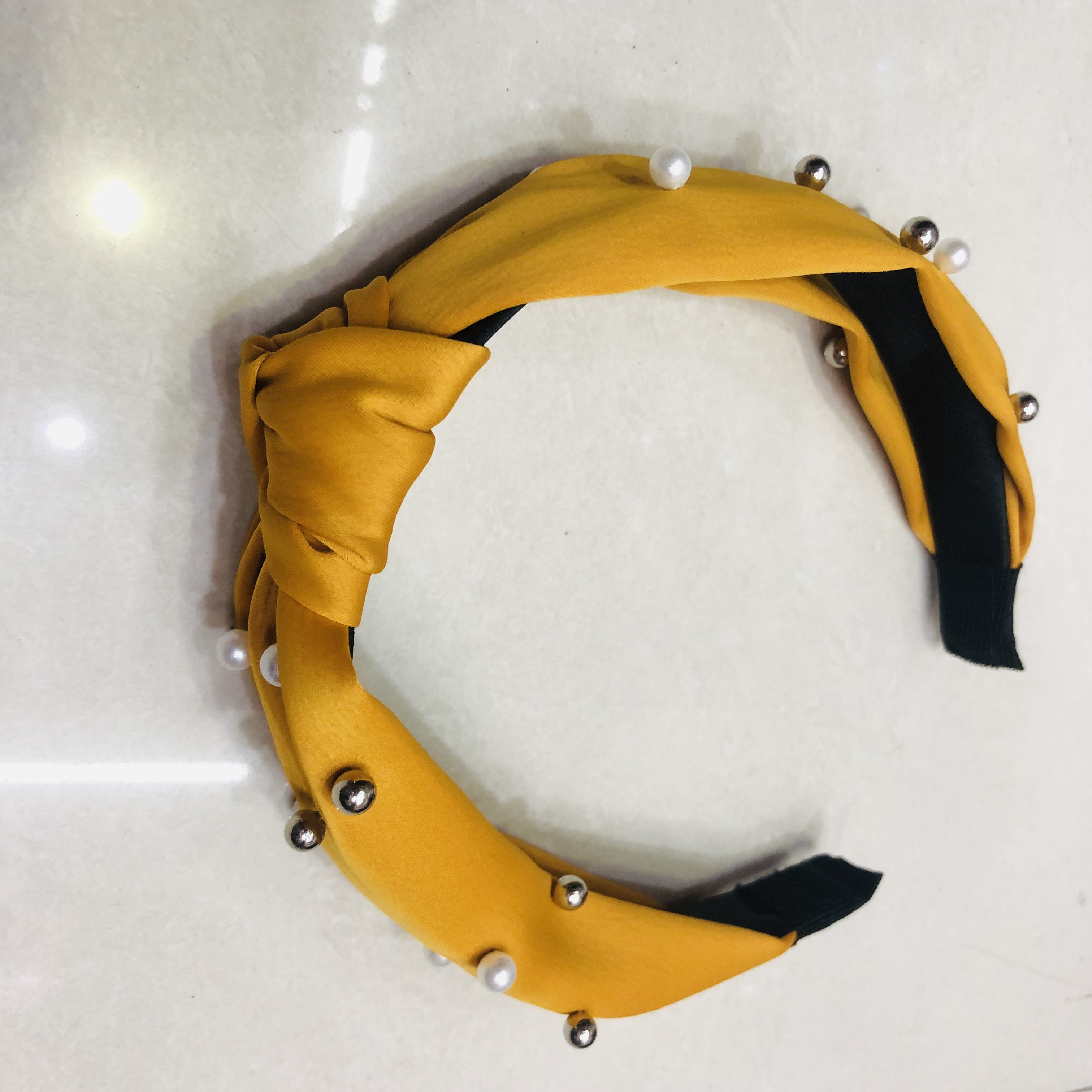 韩范十足新品头箍发卡绕珍珠镶钻波浪形布艺发箍女甜美气质头饰品