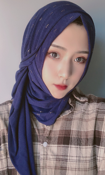 女士时尚潮流百搭穆斯林捷克钻莫代尔头巾披巾