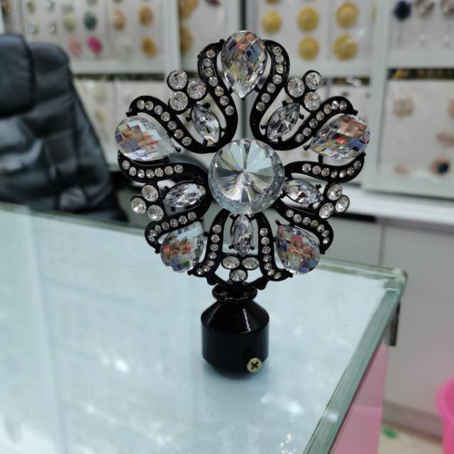 窗帘杆铁艺窗帘杆头罗马杆封口帽窗帘杆铁艺杆装饰头金属镶钻小堵头细节图