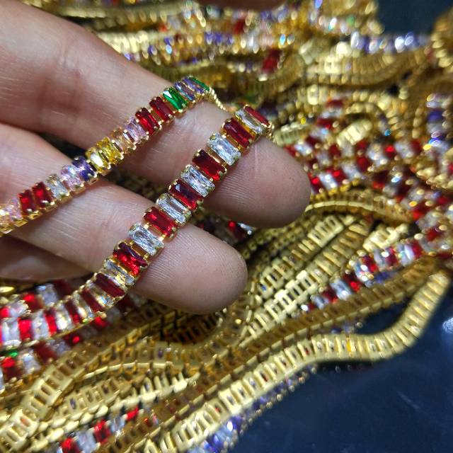 2.5*5 horizontal dense colored zircon claw chain jewelry accessories wholesale factory direct sales Specification image
