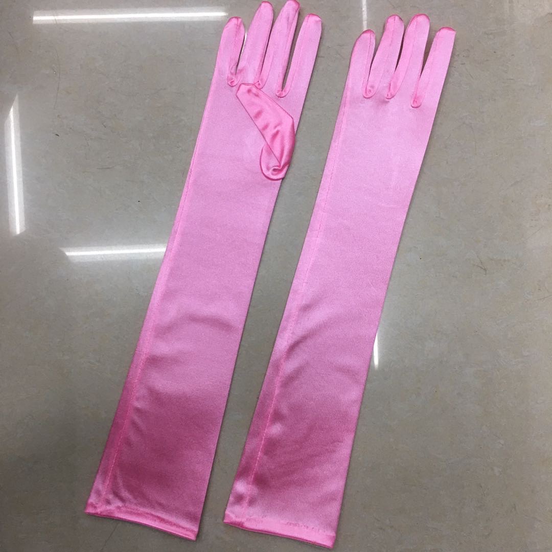 薄长款性感跳舞派对黑白手套女缎面防嗮优雅新娘婚纱晚宴礼服旗袍