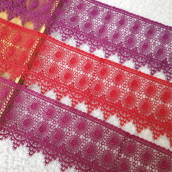 精致紫色水溶镂空蕾丝刺绣花边diy服装辅料大红喜庆礼服装饰配件