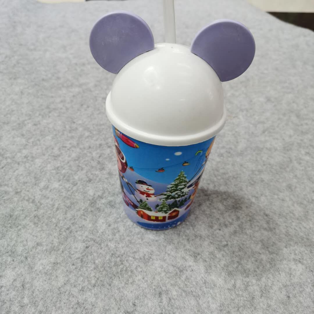 Children's cartoon cups with LIDS, portable drinking cups and beverage cups Specification image