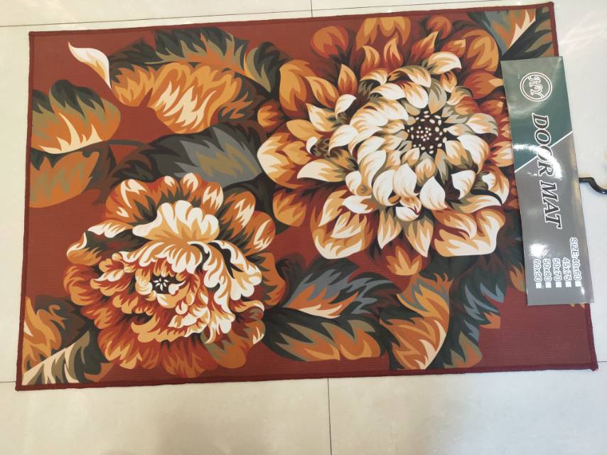 Large flower-patterned floor mat home mat thumbnail